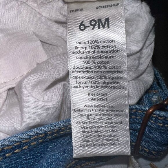 OshKosh B'gosh Denim Bibs Dress with White Floral Lace Detail Size 6-9M - Picture 6 of 6